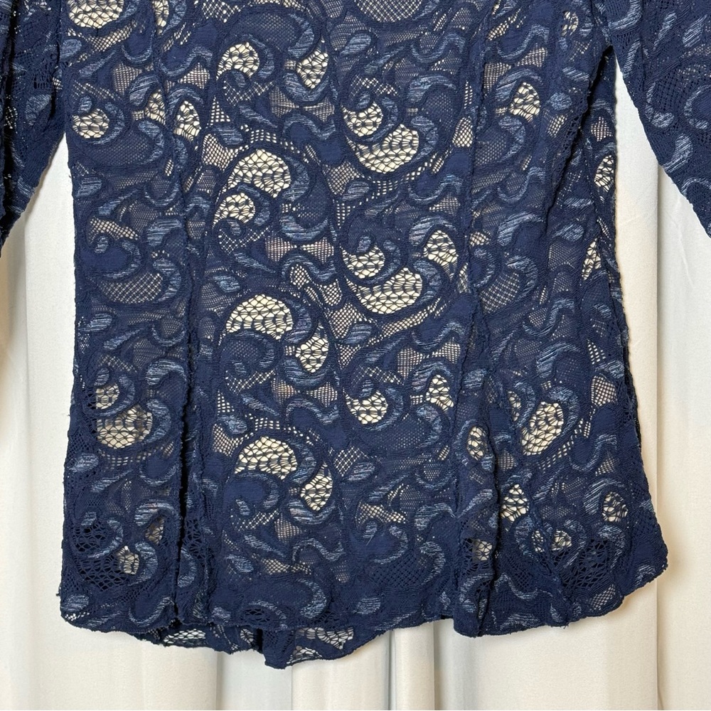 Elana Kattan Lace 2 Piece Skirt Set Wrap Peplum Top Navy Blue Women’s L / M - Picture 9 of 16